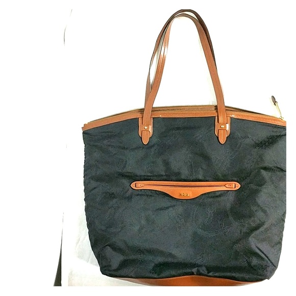 Ralph Lauren Handbags - Ralph Lauren Black Tote Bag Vinyl Brown Handles